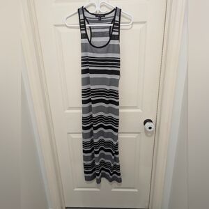 Striped Gray and Black Racerback Maxi Dress